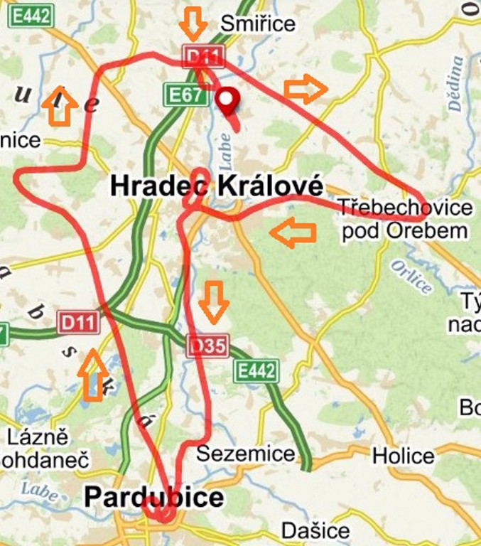 22  Trasa letu - 113 km