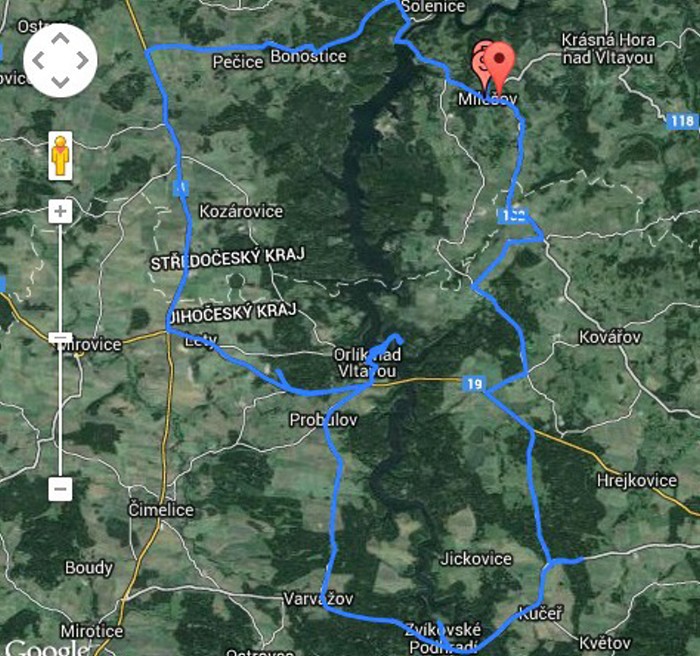52  Trasa dne - okolo Orlíka 92 km